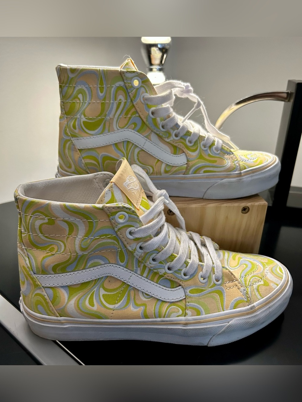 Brand New Vans High-Top Tapered Swirl Sneakers in Yellow/Green Sk8hi Lime